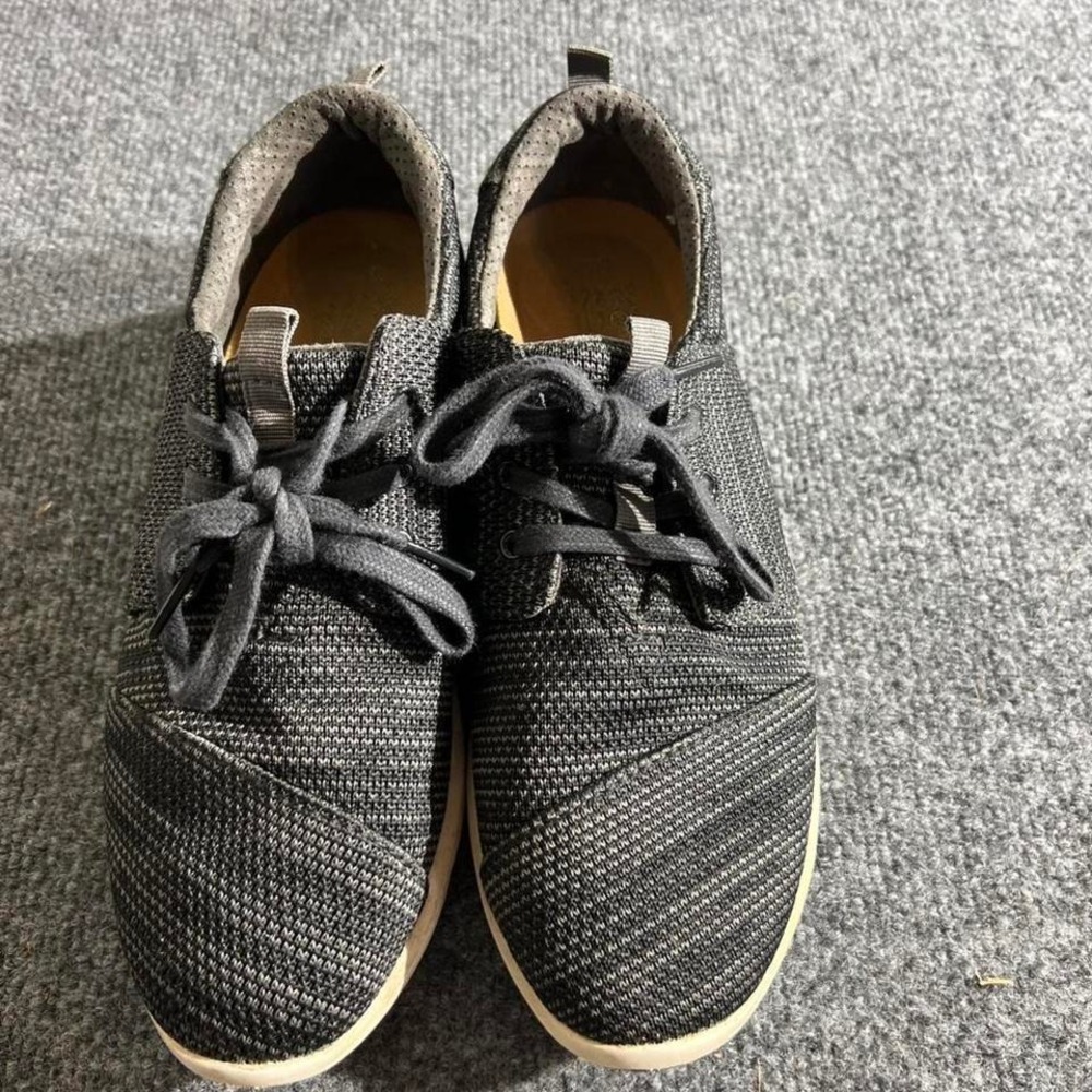 Toms Del Rey Gray Space Dye Knit Lace Up Sneakers Mens 8 Women 9.5 Low Top Shoes